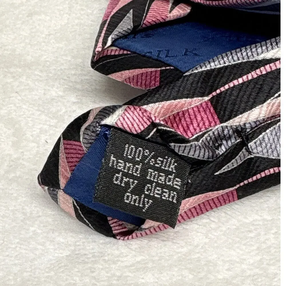 Carlos Devenezia Men's Neck Tie 100% Silk Pink Black Gray‎ Abstract Corpcore